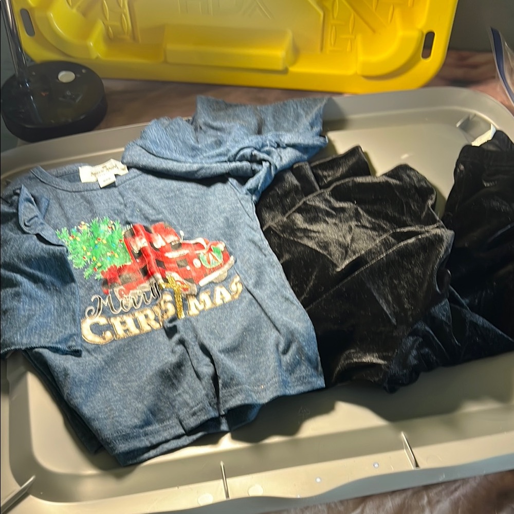 Merry Christmas Graphic Tee and Black Velvet Skirt